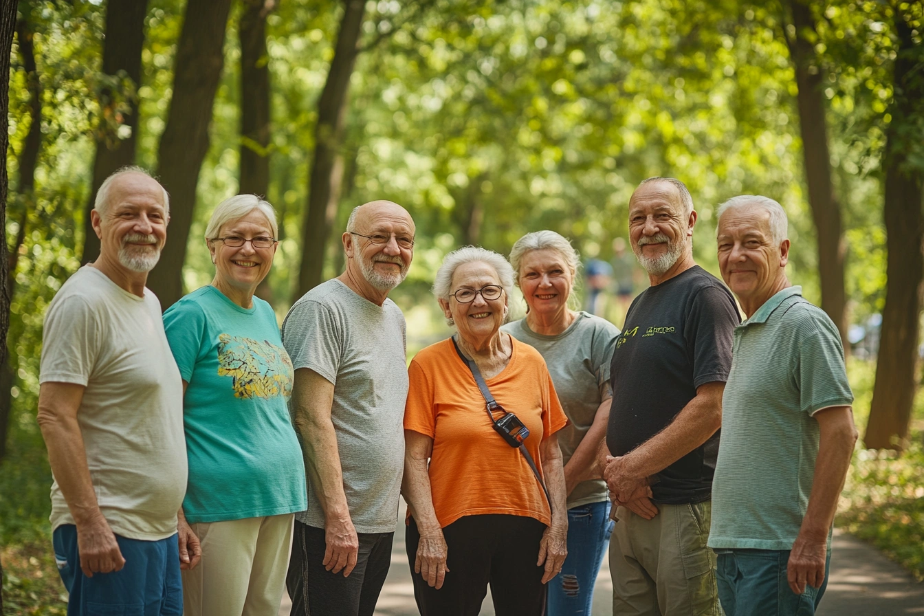 Щасливі та активні пенсіонери після тренування