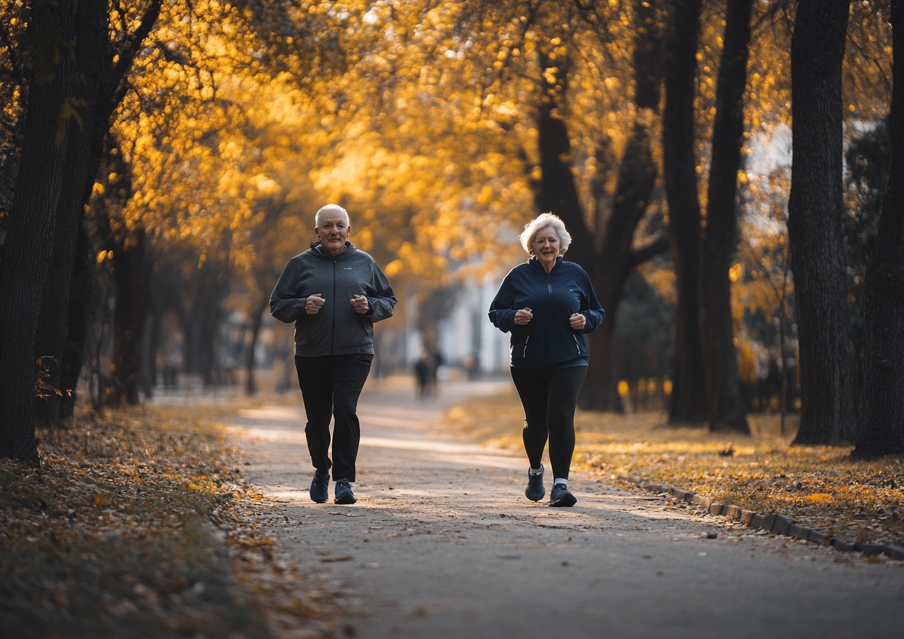 Група активних пенсіонерів на кардіотренуванні в парку